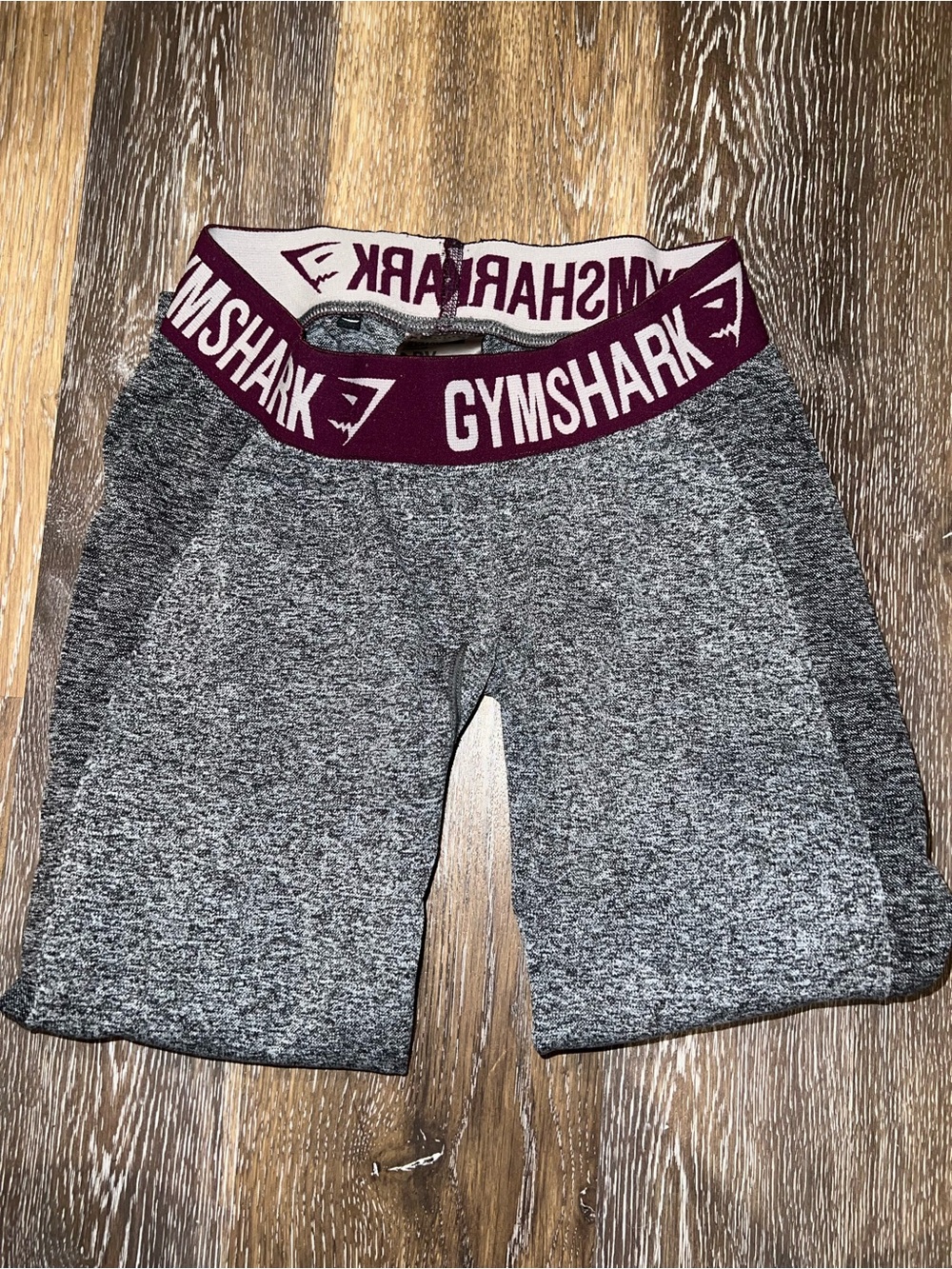 Gymshark Gray Flex Seamless Capri with Maroon Logo Waistband